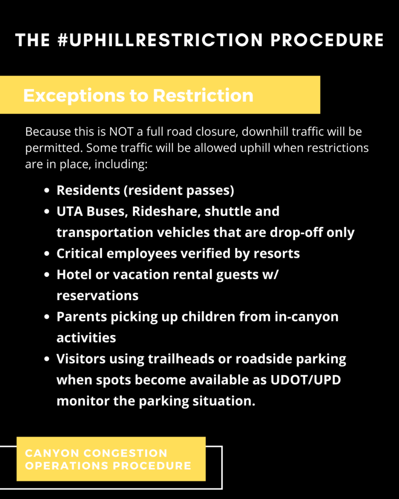 cottonwood canyons uphill restriction procedure